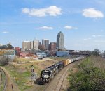 NS 4618 shoves cars past the old passenger station